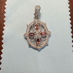 Judith Ripka Silver and Pink Teardrop Necklace